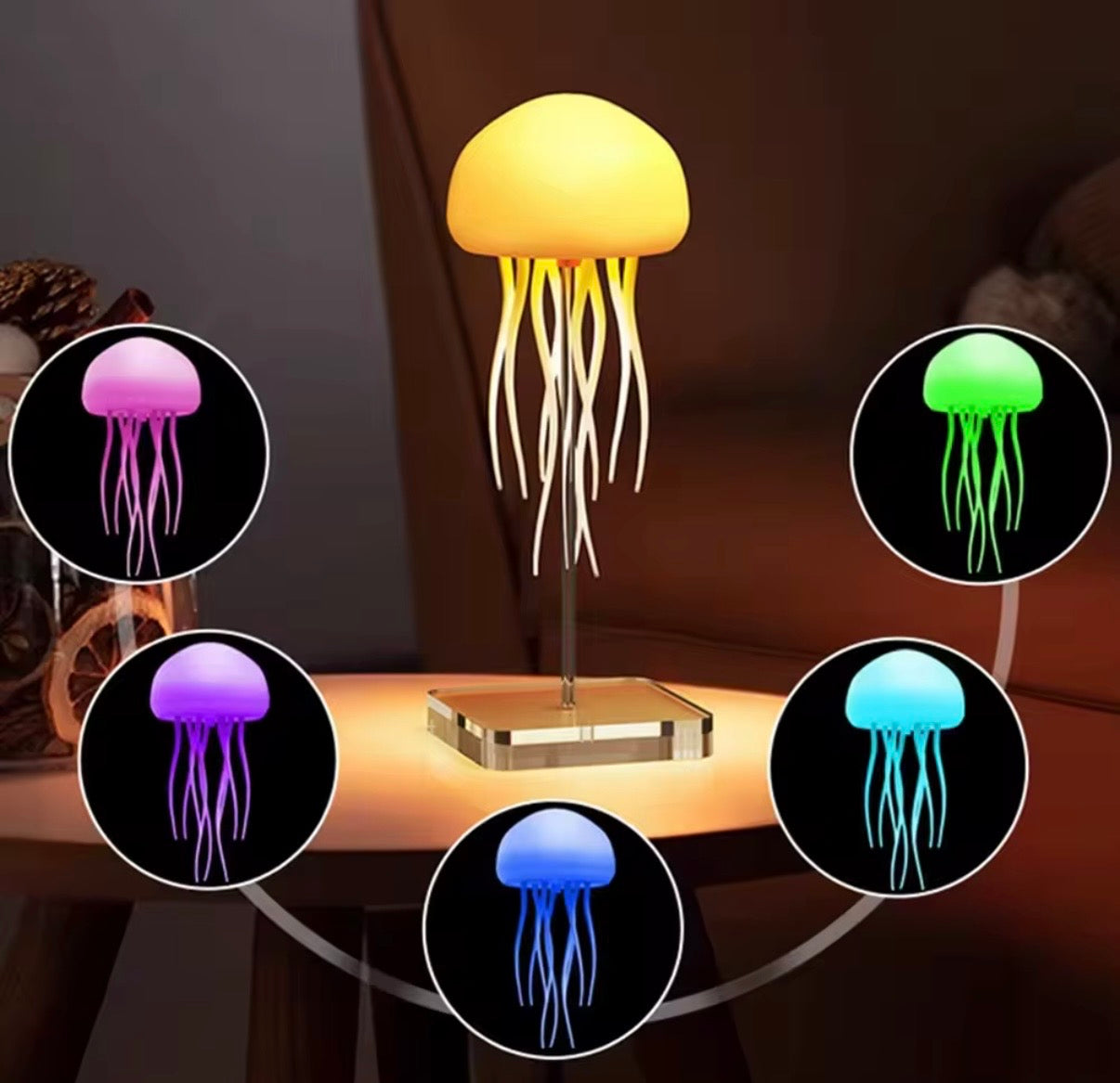 Rechargeable Jellyfish LED Night Light – Color Changing Floating Mood Lamp