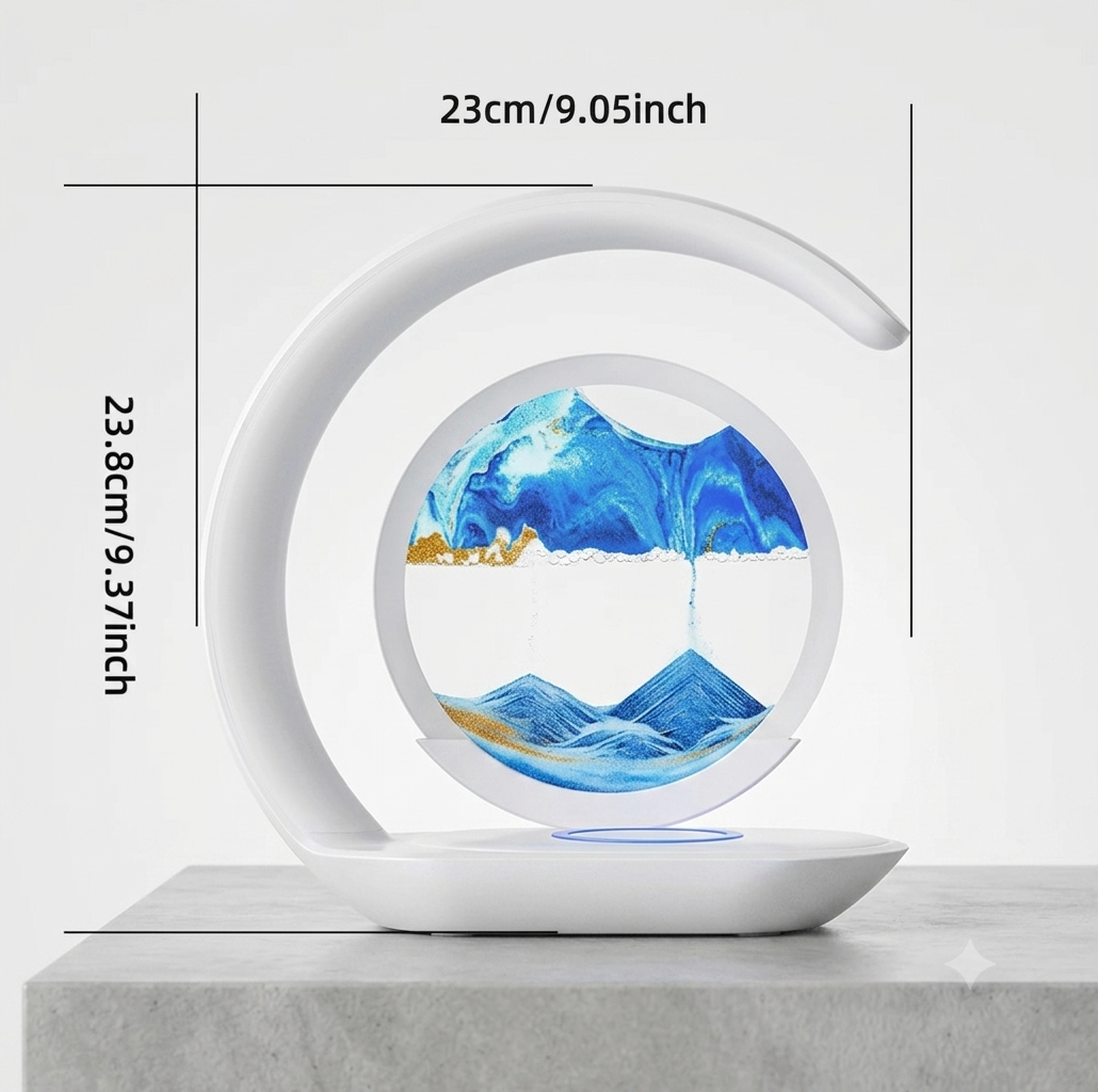 3D Moving Sand Art LED Lamp with Wireless Charging