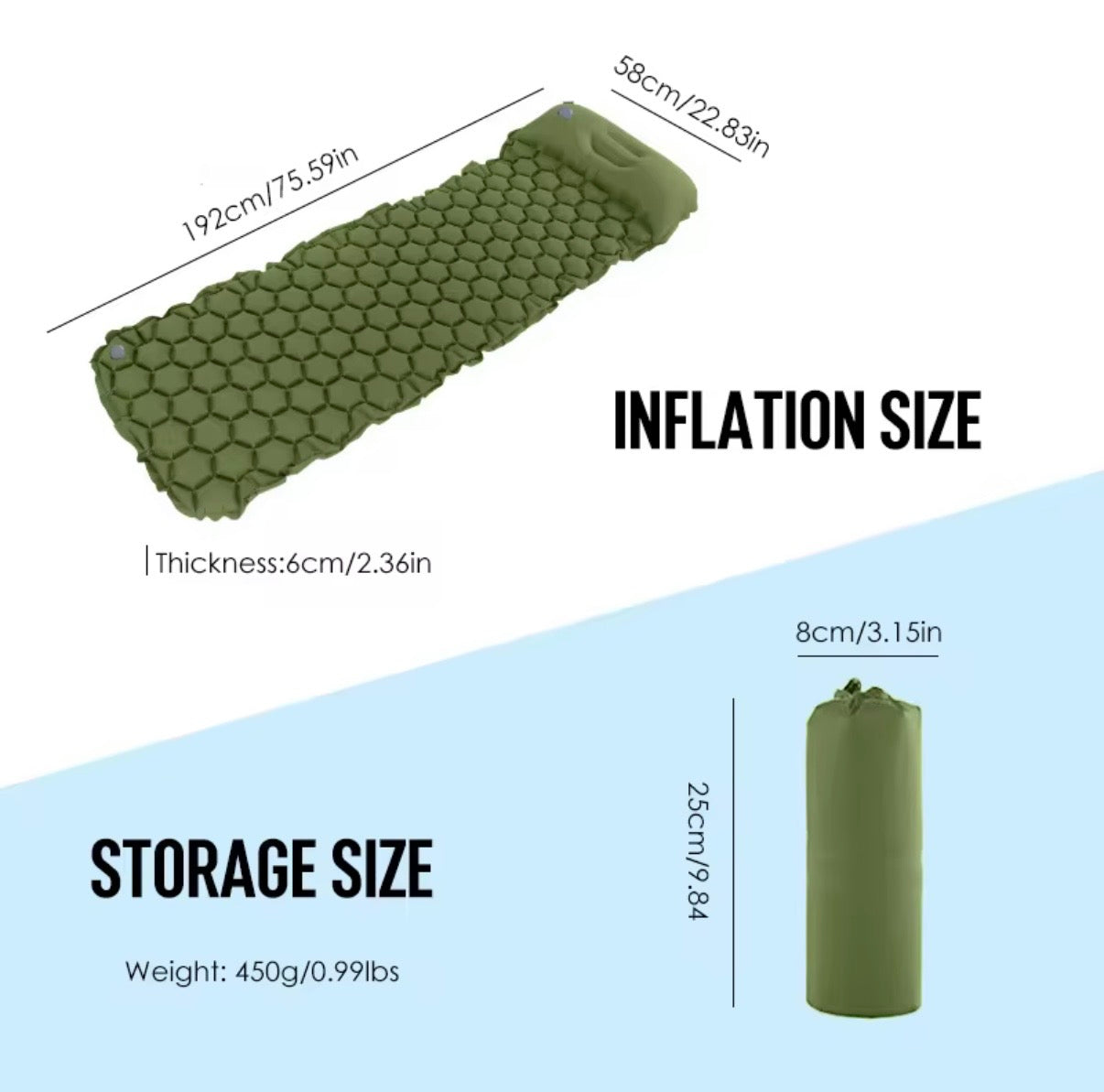 Ultra-Comfort Inflatable Camping Pad with Built-in Foot Pump