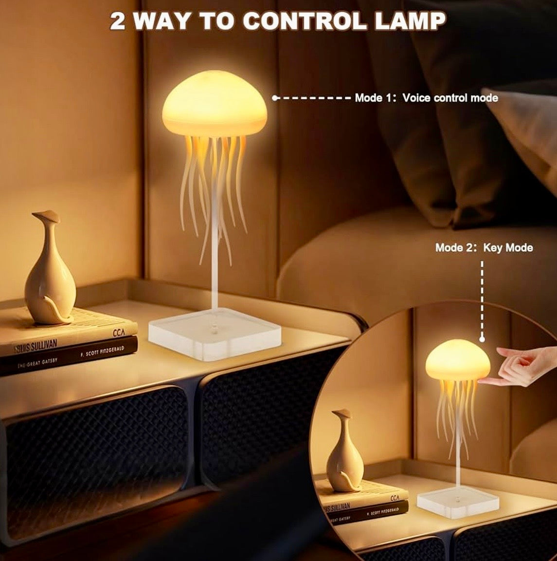 Rechargeable Jellyfish LED Night Light – Color Changing Floating Mood Lamp