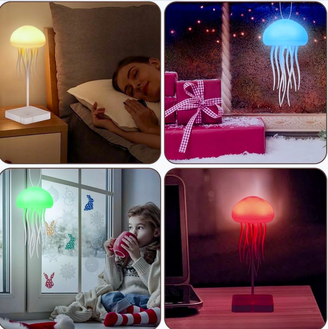 Rechargeable Jellyfish LED Night Light – Color Changing Floating Mood Lamp