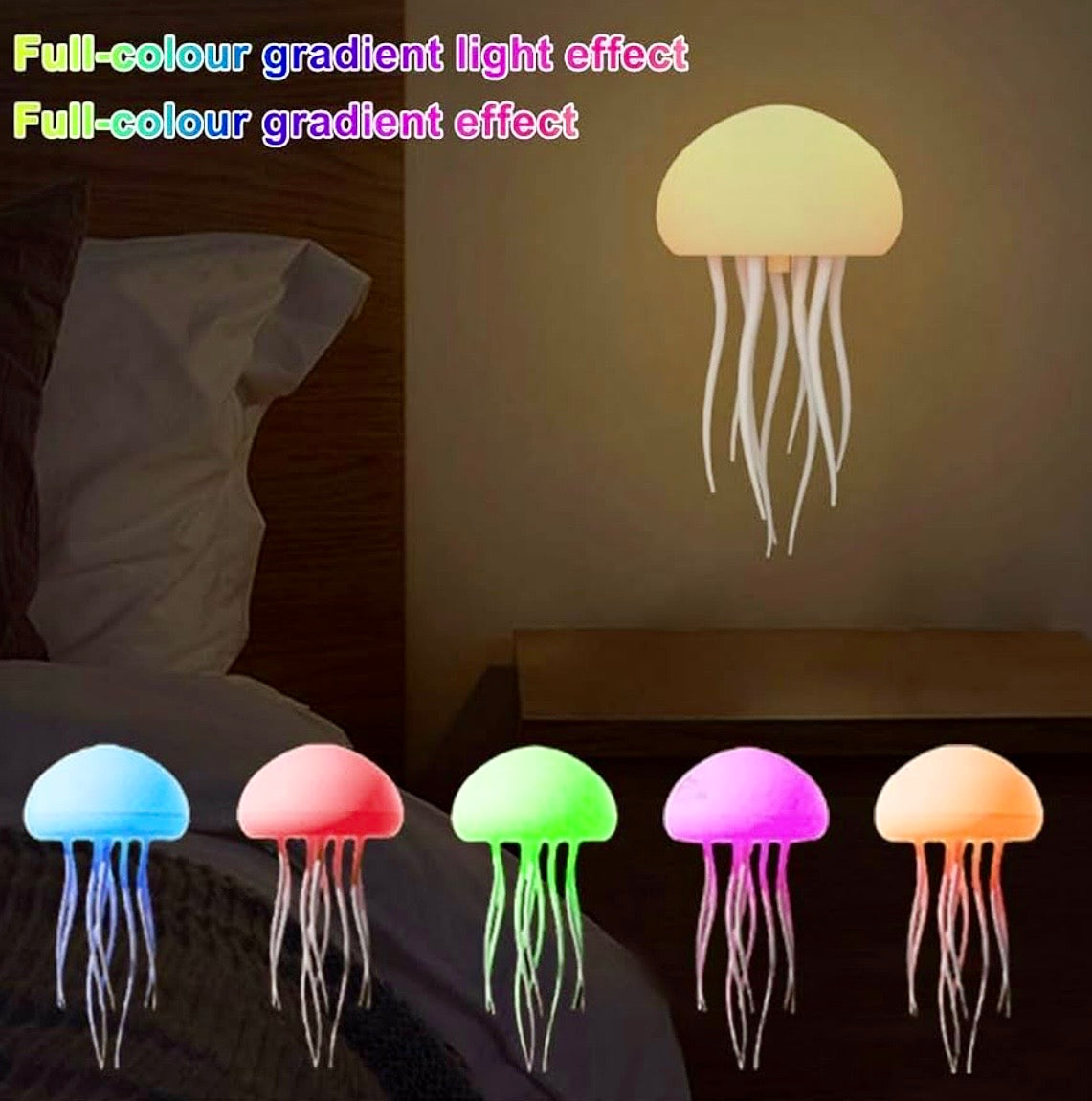 Rechargeable Jellyfish LED Night Light – Color Changing Floating Mood Lamp